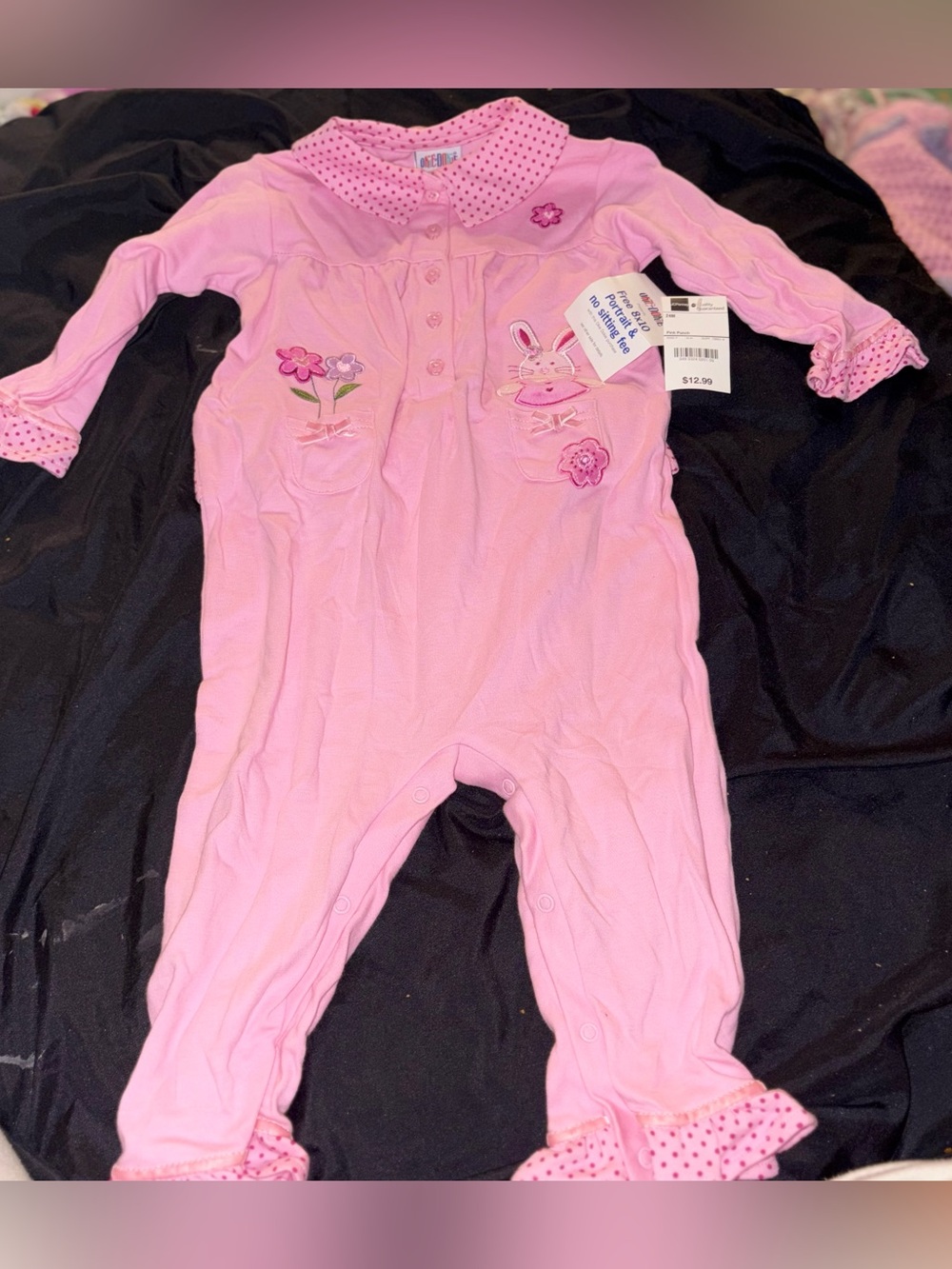 NWT VTG Okie Dokie pink bunny romper size 24 months
